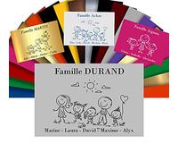 Plaque Boîte aux Lettres Family Personnalisable - Adhésive PVC - Motif Déco de Famille au Choix - 12 x 8 cm (Gris Mat)