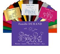 Plaque Boîte aux Lettres Family Personnalisable - Adhésive PVC - Motif Déco de Famille au Choix - 12 x 8 cm (Violet)