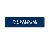 Plaque Boîte aux Lettres Personnalisable - 10x2,5 cm - 1 à 3 Lignes - Nom sur Etiquette Gravée pour Maison Bureau Sonette - PVC Résistant Adhésif - Bleu Marine
