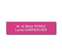 Plaque Boîte aux Lettres Personnalisable - 10x2,5 cm - 1 à 3 Lignes - Nom sur Etiquette Gravée pour Maison Bureau Sonette - PVC Résistant Adhésif - Rose
