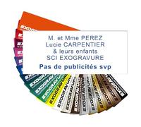 Plaque Boîte aux Lettres Personnalisable - 12x5 cm - 1 à 6 Lignes - Nom sur Etiquette Gravée pour Maison Bureau - PVC Résistant Adhésif - Blanc/Bleu