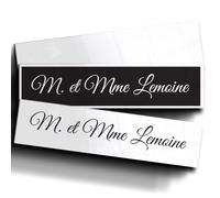 Plaque boite aux lettres| personnalisable 4 lignes| Blanc/noir 100 x 22 | Matériaux durables et inoxydables | Fabriqué en France