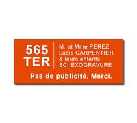 Plaque Boîte aux Lettres Personnalisable Adresse et Numéro de Rue - 12x5 cm - 4 Lignes - Nom sur Etiquette Gravée pour Maison Bureau Famille - PVC Résistant Adhésif - Orange