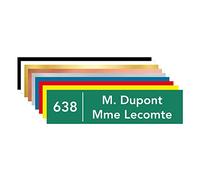 Plaque boîte aux lettres personnalisable. (BAL0004). Numéro Maison + Nom. Plaque nominative PVC 10 x 2,5 cm autocollante - Vert - Avenir Heavy