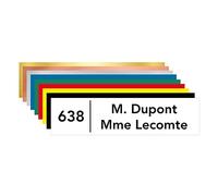 Plaque boîte aux lettres personnalisable. (BAL0004). Numéro Maison + Nom. Plaque nominative PVC 10 x 2,5 cm autocollante - Blanc - Avenir Heavy