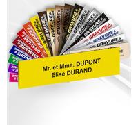 Plaque Boîte aux Lettres Personnalisable De 1 À 3 Lignes - Nom Gravé - Adhésive PVC - 10 x 2,5 cm (Jaune)