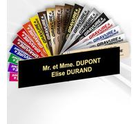 Plaque Boîte aux Lettres Personnalisable De 1 À 3 Lignes - Nom Gravé - Adhésive PVC - 10 x 2,5 cm (Noir texte Jaune)