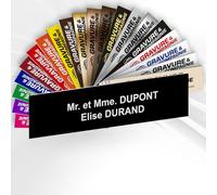 Plaque Boîte aux Lettres Personnalisable De 1 À 3 Lignes - Nom Gravé - Adhésive PVC - 10 x 2,5 cm (Noir texte Blanc)
