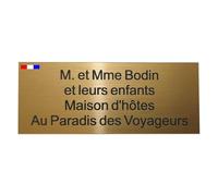 Plaque Boîte aux Lettres Personnalisée 100x40 mm - 1 à 4 lignes - Acrylique Or Brossé gravure noire - Plaquette Nom Extérieur (Or Brossé)