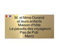 Plaque Boîte aux Lettres Personnalisée 100x50 mm - 6 lignes - Acrylique Or Brossé gravure noire - Plaquette Nom Extérieur (Or Brossé)