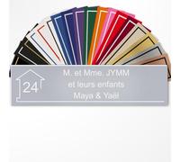 Plaque Boîte aux Lettres Personnalisée 10x2,5 cm adhésive en PVC - Gravure Laser - 22 Couleurs - Avec ou Sans Motif (Gris texte blanc)