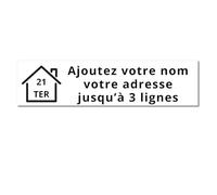 Plaque Boîte aux Lettres Personnalisée Adhésive - Nom Gravé PVC Résistant - 10x2.5cm Gris Alu Métallisé - 1 à 3 Lignes pour Maison Numéro Rue (Blanc/noir)