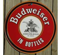 plaque budweiser logo rond tole pub bar deco affiche biere