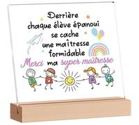 Plaque Cadeau en Acrylique pour Maîtresse d'école - Idée originale « Merci Maîtresse » - Cadeau pour Fin d'Année et Noël