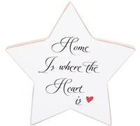 Plaque cadeau en forme d'étoile pour 'Home', 16x16cm, ornement de maison en bois blanc, vers sentimental en anglais