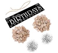 Plaque Calendrier en Bois Foncé à Suspendre, Tableau de Rappel DIY | Décoration Intérieure Créative, Corde Incluse, Écrit Noms et Dates, 50 Ronds et 50 Cœurs