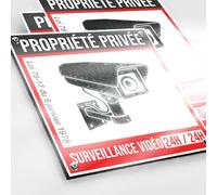 Plaque Caméra Surveillance 90x90mm Dibond 2mm + Autocollant Vidéo Surveillance - Panneau Sécurité Site Protégé