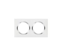 Plaque carrée dooxie 2 postes finition blanc avec bague effet chrome