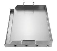 Plaque chauffante à dessus plat en acier inoxydable, 17 plaques chauffantes avec trous de ventilation ondulés pour un chauffage uniforme et poignées amovibles, pour barbecue, camping, cuisine en