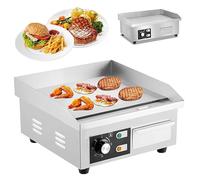 Plaque Chauffante Électrique Commerciale 1500 W, Gril À Dessus Plat Comptoir en Acier Inoxydable 14 Pouces avec Contrôle Température Réglable 122 ° F À 572 ° F, Crêpière, pour Domestique Restaurant