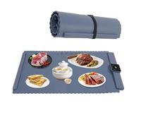 Plaque chauffante pour aliments, portable et pliable, avec minuterie, température réglable de 60, 70, 80, 90, 100 °C, pour garder au chaud ou décongeler, bleue