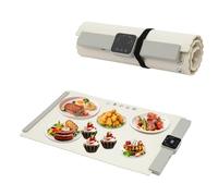 Plaque chauffante pour aliments, portable et pliable, avec minuterie, température réglable de 60, 70, 80, 90, 100 °C, pour garder au chaud ou décongeler, blanche