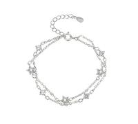 Plaqué Choix Bracelet Bracelet Inoxydable Anneaux étoile pentagonal clouté de féminins avec un tempérament polyvalent et un bracelet étoile à double couche Desi Largeur Rose Couple (A, One Size)