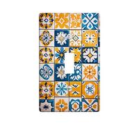 Plaque colorée pour interrupteur de lumière/couvercles de sortie, motif bleu et jaune pour décoration d'intérieur, plaques murales thermoplastiques, taille standard simple à bascule