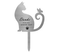 Plaque commémorative chat pierre tombale - Stèle commémorative chat en acier inoxydable 30x18cm résistante aux intempéries - Décoration funéraire de jardin pour maître de chat souvenir animal