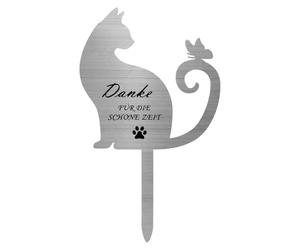 Plaque commémorative chat pierre tombale - Stèle commémorative chat en acier inoxydable 30x18cm résistante aux intempéries - Décoration funéraire de jardin pour maître de chat souvenir animal