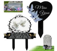 Plaque commémorative de jardin en acrylique - Colombe blanche - Décoration de cimetière - Étanche - Inoxydable - Insert conique - Cadeau de condoléances