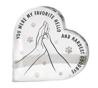 Plaque commémorative en acrylique en forme de cœur avec inscription « You were My Favorite Hello and My Hardest Goodbye » - Cadeau de condoléances pour perte de chien - Cadeau de condoléances - Cadeau