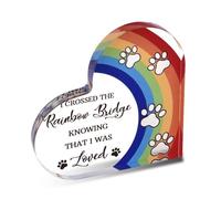 Plaque commémorative en acrylique pour chien et chat avec inscription « I Crossed the Rainbow Bridge » - Cadeau de Noël pour les amoureux des propriétaires d'animaux de compagnie