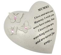 Plaque Commémorative Personnalisable Avec Cœur, 3 Papillons Et Pierres Bleues, Décoration Pour Tombe, Cadeau Pour Tombe En Mémoire