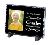 Plaque commémorative personnalisée, cadre en ardoise personnalisé avec photo et texte, cadeaux commémoratifs personnalisés pour la perte d'un être cher, décorations de cimetière pour tombe