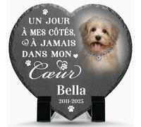 Plaque commémorative personnalisée chien chat - cadeau perte animal - pierre tombale funéraire extérieur/intérieur - souvenir hommage décès chien ou chat - idée Cadeau personnalisée