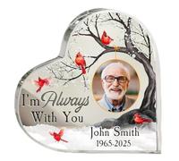 Plaque commémorative personnalisée en acrylique en forme de cœur pour la famille - Je suis toujours avec vous - Plaque commémorative pour la perte de papa, maman - Décoration de table, souvenir de
