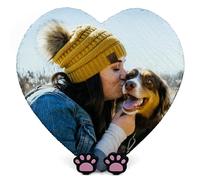 Plaque Commémorative Personnalisée en Forme De Coeur avec Photo, Texte, Nom Et Patte sur Un Présentoir pour Chat, Chien Et Pierre Tombale en Ardoise | Impression Complète | Taille 25x25 cm