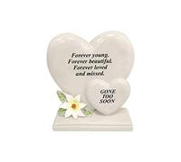 Plaque commémorative personnalisée pour tombe avec deux cœurs | Décoration de tombe Cadeau dans le souvenir de vos proches décédés (Gone too soon)