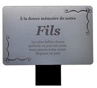 Plaque commémorative SON - (argent/or/noir et blanc) - étanche - extérieur, tombe, hommage, marqueur de plante (argent et blanc)