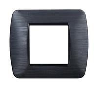 Plaque compatible avec Bticino Living, plaque plastique satiné, 1 pièce (2 places/modules, noir satiné)