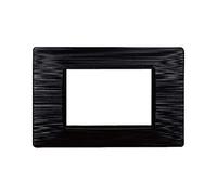 Plaque compatible avec Vimar Plana, plaques en plastique effet satiné, 1 pièce (3 modules/places, noir satiné)