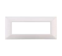 Plaque compatible avec Vimar Plana, plaques en plastique effet satiné, 1 pièce (7 modules/places, blanc satiné)