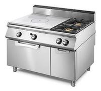 Plaque coup de feu gaz sur four gas statique GN 2/1 et armoire fermée + 2 brûleurs Virtus