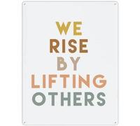 Plaque créative en étain « We Rise By Lifting Others » - Décoration murale vintage - Art rétro - Plaque en métal pour maison, bar, pub, café, ferme, antiquités - Cadeau pour femme et homme - 20,3 x