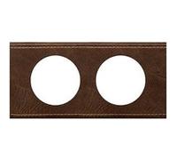 Plaque cuirée Céliane - Cuir brun texturé - Double horizontale / verticale 71mm G