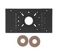 Plaque d’insertion pour table de toupie, plaque de base en alliage d’aluminium pour toupie avec double échelle pour un alignement précis en menuiserie, fournie avec 2 bagues (Noire)