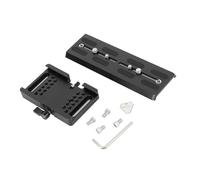 Plaque d'adaptation rapide à installer avec base intégrée pour la stabilité lors du montage sur trépied. Plaque de dégagement rapide pour caméra professionnelle avec base pour une meilleure stabilité