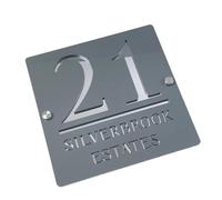 Plaque D'adresse En Acrylique Avec Numéro De Maison 3D, Noir Et Argent, Panneaux Muraux Rue Villa, Extérieure, Sweet Home, 1 Pièce(Grey Silver,180mmX180mm)