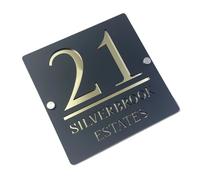 Plaque D'adresse En Acrylique Avec Numéro De Maison 3D, Noir Et Argent, Panneaux Muraux Rue Villa, Extérieure, Sweet Home, 1 Pièce(Black Gold,250mmX250mm)